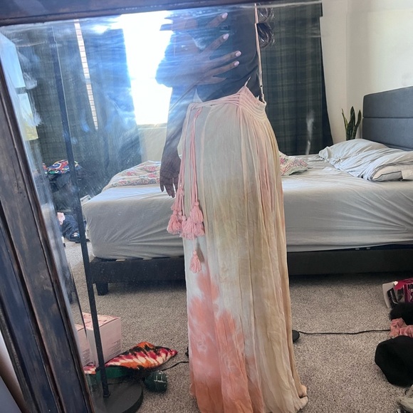 Liquorish Tassel Pastel Maxi Dress Peach Blush Backless Women's Small/Medium - Picture 5 of 10